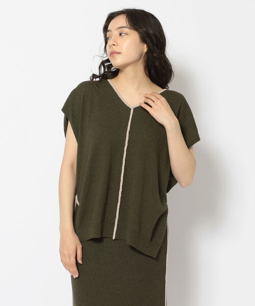 EACH.（イーチ）の「EACH（イーチ）PIPING PILE VEST（Tシャツ/カットソー・レディース・カーキ/ベージュ・FREE）」の2枚目の写真