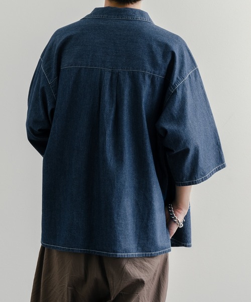 epnok(エプノック)の「サイドスリットデニムステッチシャツ(シャツ/ブラウス・メンズ・チャコールグレー/インディゴブルー・SMALL/MEDIUM/LARGE)」の19枚目の写真