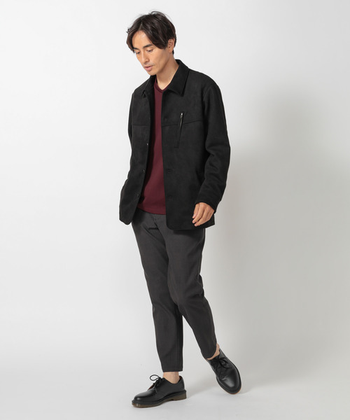 UNION STATION(ユニオンステーション)の「【ストレッチ】スウェードカバーオール(カバーオール・メンズ・ブラック/グレー系その他・LL/M/L)」の5枚目の写真