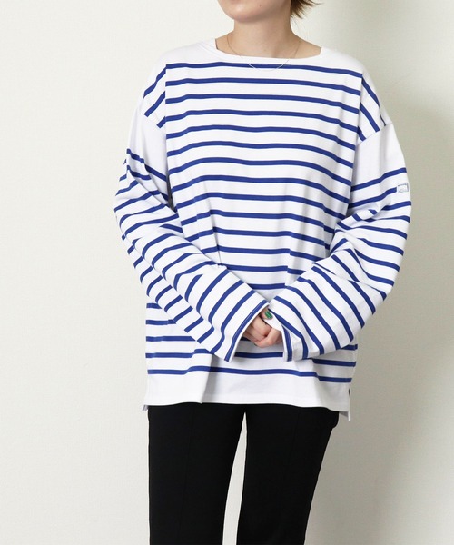 MONT KEMMEL(モンケメル)の「【 MONT KEMMEL / モンケメル 】 BIG BASQUE BORDER LS TEE ビッグシルエット ボーダーTシャツ(Tシャツ/カットソー・レディース・ホワイト×ブルー/ホワイト×ブラック・36)」の21枚目の写真