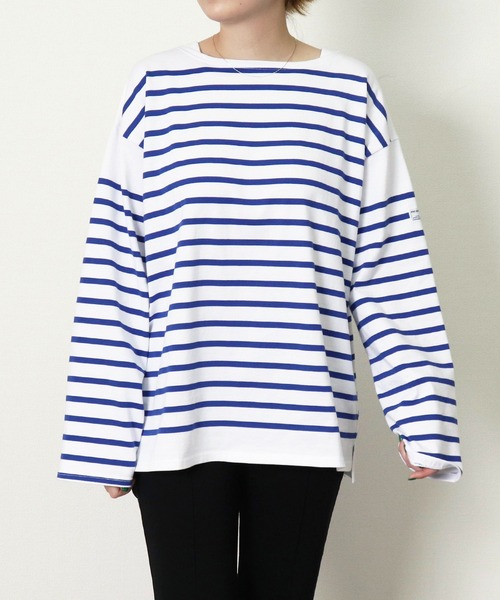 MONT KEMMEL(モンケメル)の「【 MONT KEMMEL / モンケメル 】 BIG BASQUE BORDER LS TEE ビッグシルエット ボーダーTシャツ(Tシャツ/カットソー・レディース・ホワイト×ブルー/ホワイト×ブラック・36)」の7枚目の写真