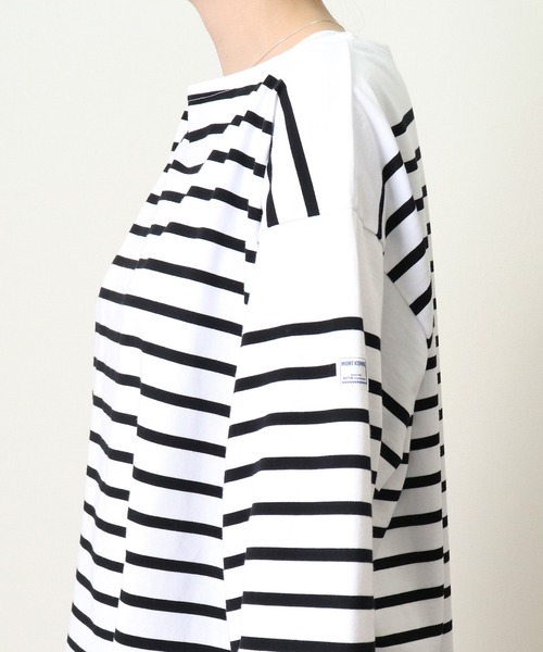MONT KEMMEL(モンケメル)の「【 MONT KEMMEL / モンケメル 】 BIG BASQUE BORDER LS TEE ビッグシルエット ボーダーTシャツ(Tシャツ/カットソー・レディース・ホワイト×ブルー/ホワイト×ブラック・36)」の9枚目の写真