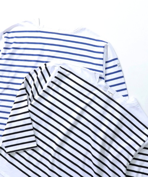 MONT KEMMEL(モンケメル)の「【 MONT KEMMEL / モンケメル 】 BIG BASQUE BORDER LS TEE ビッグシルエット ボーダーTシャツ(Tシャツ/カットソー・レディース・ホワイト×ブルー/ホワイト×ブラック・36)」の19枚目の写真