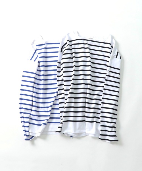 MONT KEMMEL(モンケメル)の「【 MONT KEMMEL / モンケメル 】 BIG BASQUE BORDER LS TEE ビッグシルエット ボーダーTシャツ(Tシャツ/カットソー・レディース・ホワイト×ブルー/ホワイト×ブラック・36)」の12枚目の写真