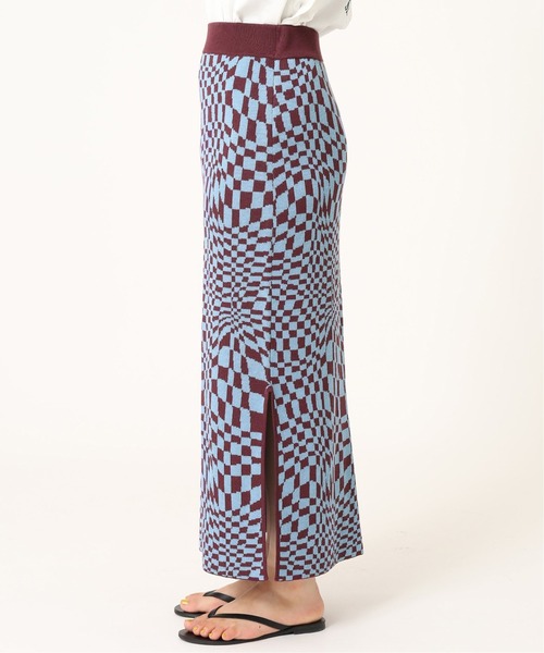 JOINT WORKS（ジョイントワークス）の「J-ウェーブチェックジャガードスカート（スカート・レディース・ブラック/ボルドー・FREE）」の8枚目の写真