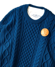 【WEB限定】【ニット+カットソーの2点SET】リサイクルポリエステル ケーブルニット