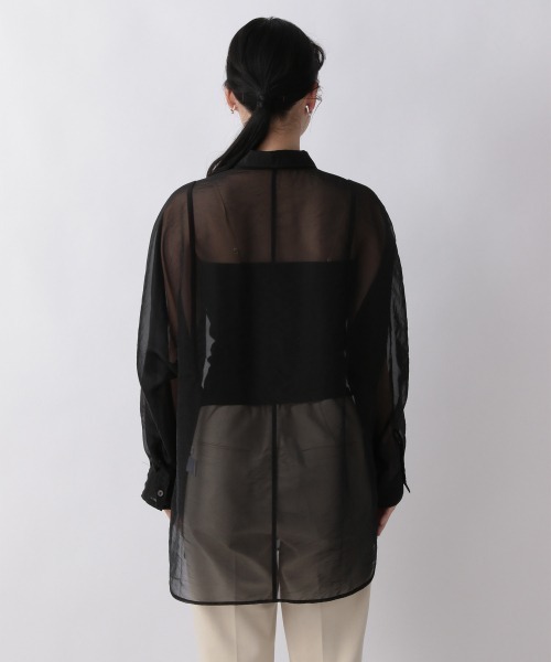 LOWRYS FARM（ローリーズファーム）の「シャンブレーシアーシャツＬＳ　959390（シャツ/ブラウス・レディース・ブラック/グレー/ブラウン/グリーン・FREE）」の7枚目の写真