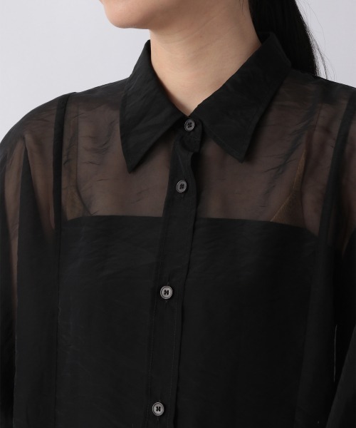 LOWRYS FARM（ローリーズファーム）の「シャンブレーシアーシャツＬＳ　959390（シャツ/ブラウス・レディース・ブラック/グレー/ブラウン/グリーン・FREE）」の14枚目の写真