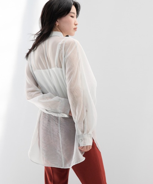 LOWRYS FARM（ローリーズファーム）の「シャンブレーシアーシャツＬＳ　959390（シャツ/ブラウス・レディース・ブラック/グレー/ブラウン/グリーン・FREE）」の18枚目の写真