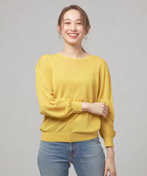 THE STATION STORE(ザ ステーション ストア)の「<closet story(クローゼットストーリー)>シアー プルオーバー ニット -ウォッシャブル-(ニット/セーター・レディース・ライトグレー/ブラック/イエロー・FREE)」の1枚目の写真