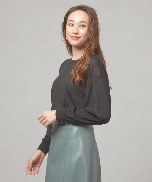 THE STATION STORE(ザ ステーション ストア)の「<closet story(クローゼットストーリー)>シアー プルオーバー ニット -ウォッシャブル-(ニット/セーター・レディース・ライトグレー/ブラック/イエロー・FREE)」の2枚目の写真