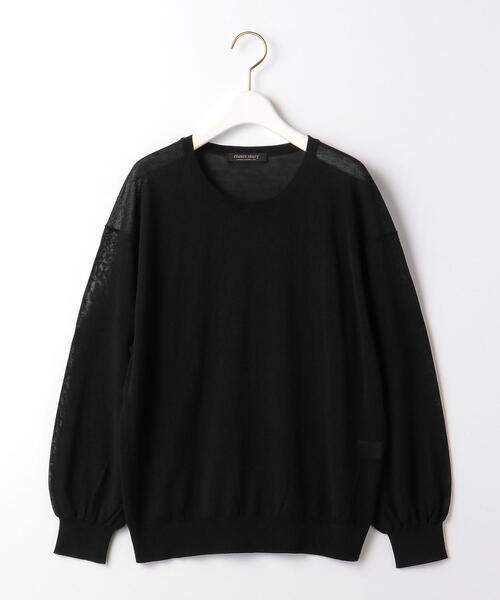 THE STATION STORE(ザ ステーション ストア)の「<closet story(クローゼットストーリー)>シアー プルオーバー ニット -ウォッシャブル-(ニット/セーター・レディース・ライトグレー/ブラック/イエロー・FREE)」の7枚目の写真