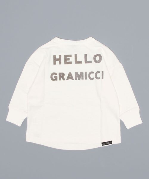 DENIM DUNGAREE（デニムダンガリー）の「天竺 HELLO GRAMICCI(グラミチ) Tシャツ（Tシャツ/カットソー・キッズ・ホワイト/ベージュ/チャコールグレー・100/110/120）」の4枚目の写真
