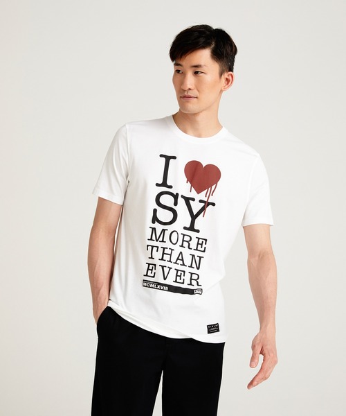 SISLEY（シスレー）の「型押し半袖Tシャツ・カットソー（Tシャツ/カットソー・メンズ・ホワイト系その他/ブラック/ホワイト・MEDIUM/SMALL/LARGE/X-LARGE）」の2枚目の写真