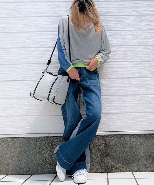 Q（キュー）の「ブロックカラー天竺ドルマンニット（ニット/セーター・レディース・ブラック系その他/グレー系その他・MEDIUM）」の8枚目の写真