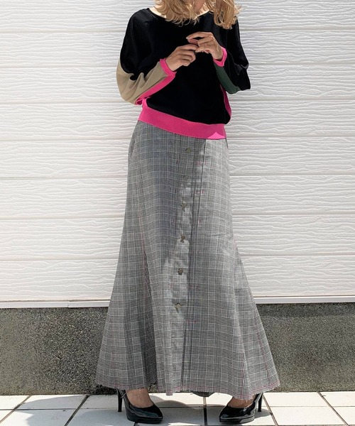 Q（キュー）の「ブロックカラー天竺ドルマンニット（ニット/セーター・レディース・ブラック系その他/グレー系その他・MEDIUM）」の9枚目の写真