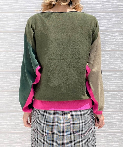 Q（キュー）の「ブロックカラー天竺ドルマンニット（ニット/セーター・レディース・ブラック系その他/グレー系その他・MEDIUM）」の4枚目の写真