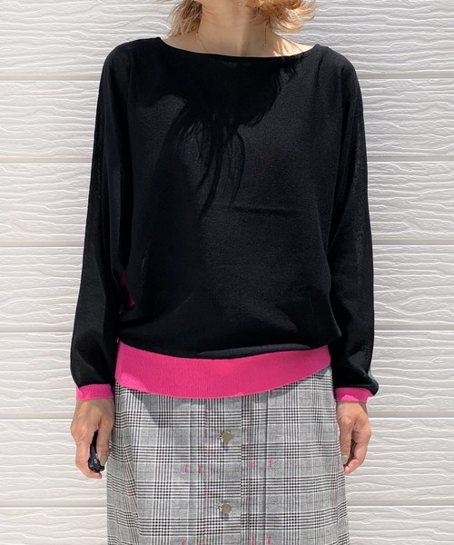 Q（キュー）の「ブロックカラー天竺ドルマンニット（ニット/セーター・レディース・ブラック系その他/グレー系その他・MEDIUM）」の3枚目の写真