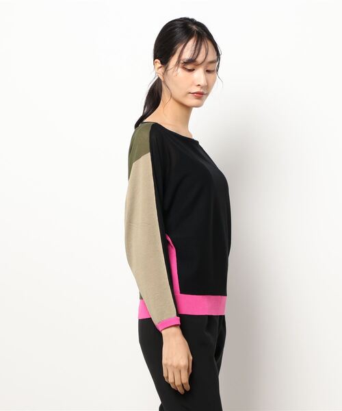 Q（キュー）の「ブロックカラー天竺ドルマンニット（ニット/セーター・レディース・ブラック系その他/グレー系その他・MEDIUM）」の13枚目の写真