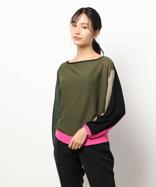 Q（キュー）の「ブロックカラー天竺ドルマンニット（ニット/セーター・レディース・ブラック系その他/グレー系その他・MEDIUM）」の11枚目の写真