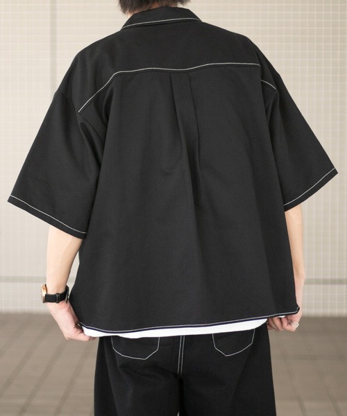 PairPair（ペアペア）の「配色ステッチシャツ/セットアップ対応(ユニセックス)（セットアップ・メンズ・ブラック/チャコールグレー/グリーン・MEDIUM/LARGE）」の13枚目の写真