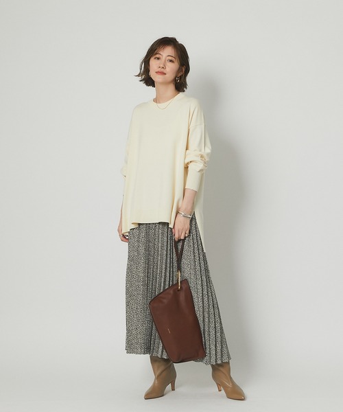 RIVE DROITE（リヴドロワ）の「それぞれ単品でも着られる優秀セット　プルオーバー＆プリーツスカートセット（ワンピース・レディース・アイボリー/ブラック・FREE）」の5枚目の写真