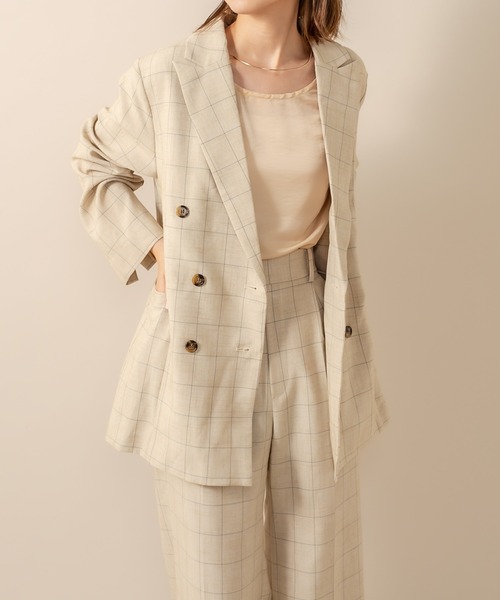 mline（エムライン）の「[mline] WEB限定 チェックジャケット（テーラードジャケット・レディース・ブラック/ブラウン/ベージュ・FREE）」の6枚目の写真