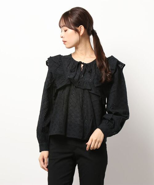 まめブラックS LOWRYS FARM（ローリーズファーム）の「ソウレースフリルブラウスLS