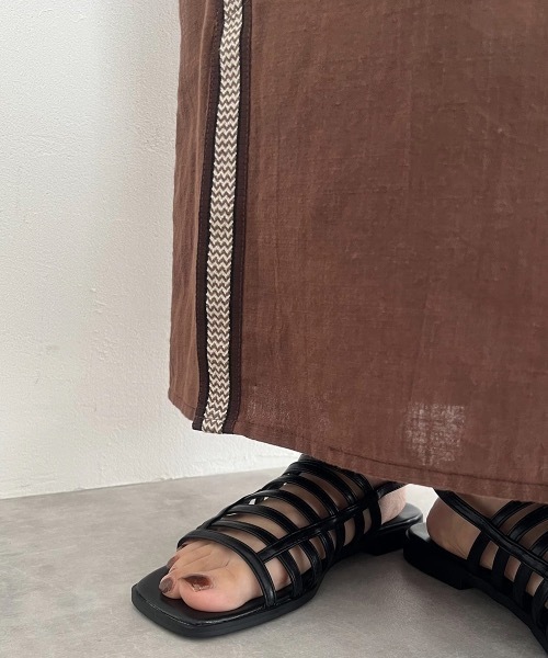lawgy（ラウジー）の「side pattern vest（ベスト・レディース・ベージュ/ブラウン・FREE）」の7枚目の写真