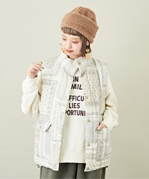 リサイクルエアコンダウンバンダナ柄オーバーベスト