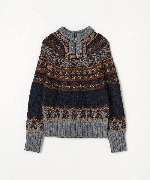 REDYAZEL（レディアゼル）の「オリジナルジャガードホック付きトップス（ニット/セーター・レディース・ベージュ/ライトグレー/ネイビー・FREE）」の3枚目の写真