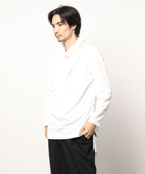 semantic design（セマンティックデザイン）の「セマンティックデザイン/semantic design　ドレープデザイン長袖ゆるTシャツ（Tシャツ/カットソー・メンズ・ブラック/ホワイト・MEDIUM/X-LARGE/LARGE）」の7枚目の写真