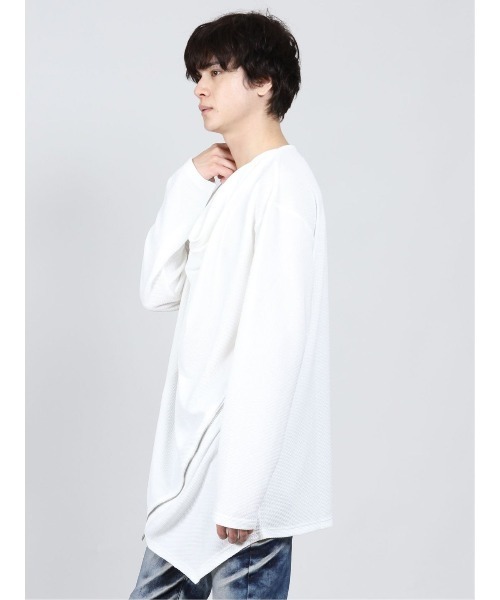 semantic design（セマンティックデザイン）の「セマンティックデザイン/semantic design　ドレープデザイン長袖ゆるTシャツ（Tシャツ/カットソー・メンズ・ブラック/ホワイト・MEDIUM/X-LARGE/LARGE）」の8枚目の写真