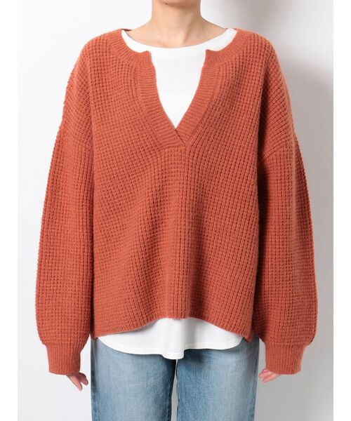 Ungrid（アングリッド）の「ワイドショートワッフルニット（ニット/セーター・レディース・オフホワイト/カーキ/オレンジ・FREE）」の16枚目の写真