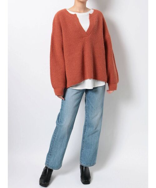 Ungrid（アングリッド）の「ワイドショートワッフルニット（ニット/セーター・レディース・オフホワイト/カーキ/オレンジ・FREE）」の22枚目の写真