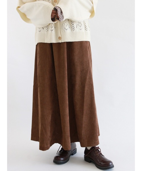 ehka sopo(エヘカソポ)の「コーデュロイギャザーロングスカート(スカート・レディース・ベージュ/ブラウン/カーキ・フリ-)」の2枚目の写真