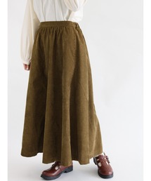 ehka sopo | コーデュロイギャザーロングスカート(スカート)