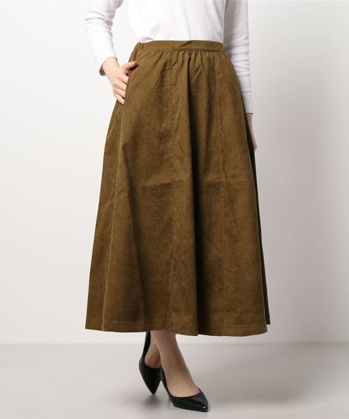 ehka sopo(エヘカソポ)の「コーデュロイギャザーロングスカート(スカート・レディース・ベージュ/ブラウン/カーキ・フリ-)」の18枚目の写真