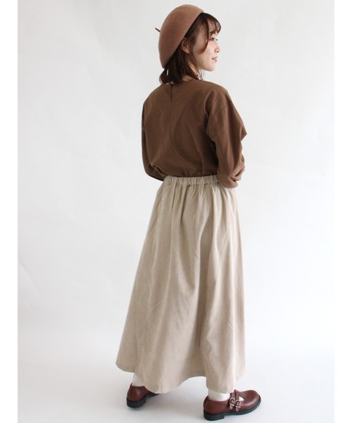 ehka sopo(エヘカソポ)の「コーデュロイギャザーロングスカート(スカート・レディース・ベージュ/ブラウン/カーキ・フリ-)」の9枚目の写真