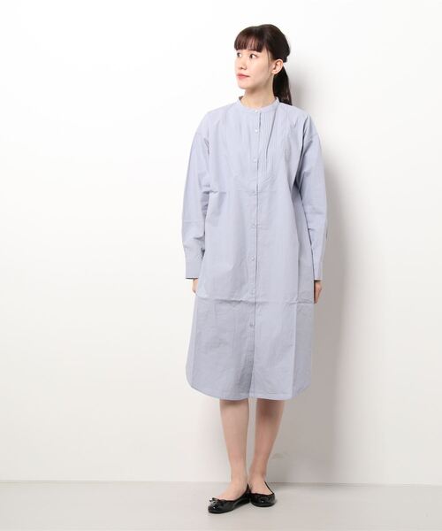 Lugnoncure（ルノンキュール）の「ピンタックシャツワンピース（シャツワンピース・レディース・オフホワイト/ブルー/チャコール・ﾌﾘ-）」の3枚目の写真
