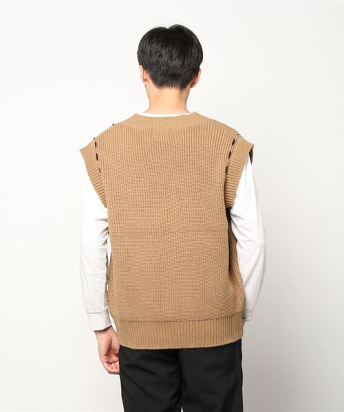 XU（エックスユー）の「【XU/エックスユー】stitch vest/ステッチベスト ニットベスト（ベスト・メンズ・ブラック/ベージュ・ONE SIZE）」の4枚目の写真