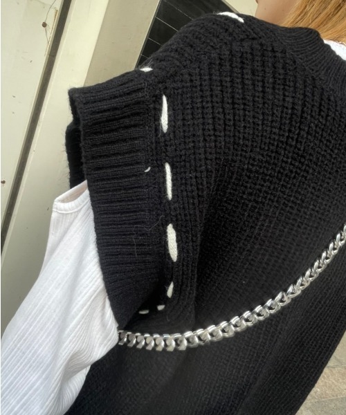 XU（エックスユー）の「【XU/エックスユー】stitch vest/ステッチベスト ニットベスト（ベスト・メンズ・ブラック/ベージュ・ONE SIZE）」の15枚目の写真