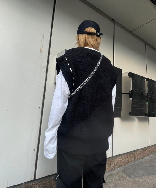 XU（エックスユー）の「【XU/エックスユー】stitch vest/ステッチベスト ニットベスト（ベスト・メンズ・ブラック/ベージュ・ONE SIZE）」の18枚目の写真