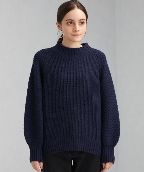 green label relaxing（グリーンレーベルリラクシング）の「ソデ アミジヘンカ プルオーバー ニット（ニット/セーター・レディース・パープル/ネイビー/オフホワイト・FREE）」の10枚目の写真