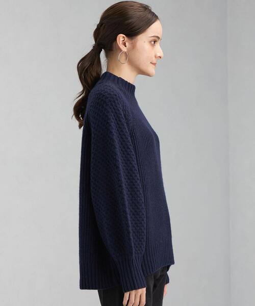 green label relaxing（グリーンレーベルリラクシング）の「ソデ アミジヘンカ プルオーバー ニット（ニット/セーター・レディース・パープル/ネイビー/オフホワイト・FREE）」の9枚目の写真