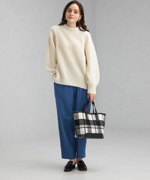 green label relaxing（グリーンレーベルリラクシング）の「ソデ アミジヘンカ プルオーバー ニット（ニット/セーター・レディース・パープル/ネイビー/オフホワイト・FREE）」の8枚目の写真