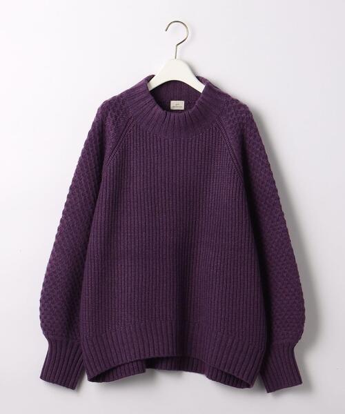 green label relaxing（グリーンレーベルリラクシング）の「ソデ アミジヘンカ プルオーバー ニット（ニット/セーター・レディース・パープル/ネイビー/オフホワイト・FREE）」の17枚目の写真