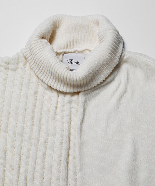 VANQUISH（ヴァンキッシュ）の「Mole yarn タートルネックニットトップス ＊（ニット/セーター・メンズ・ホワイト/ブラック/ベージュ・S/M）」の10枚目の写真