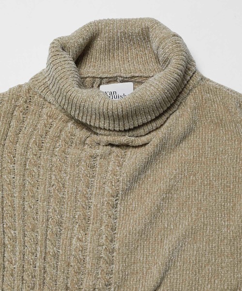 VANQUISH（ヴァンキッシュ）の「Mole yarn タートルネックニットトップス ＊（ニット/セーター・メンズ・ホワイト/ブラック/ベージュ・S/M）」の5枚目の写真