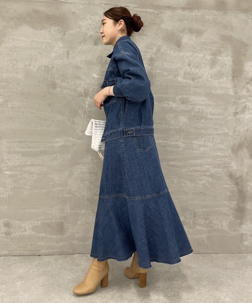 BEARDSLEY（ビアズリー）の「袖パフGジャンとセットアップ可 デニムスカート（スカート・レディース・インディゴブルー・FREE/2）」の6枚目の写真